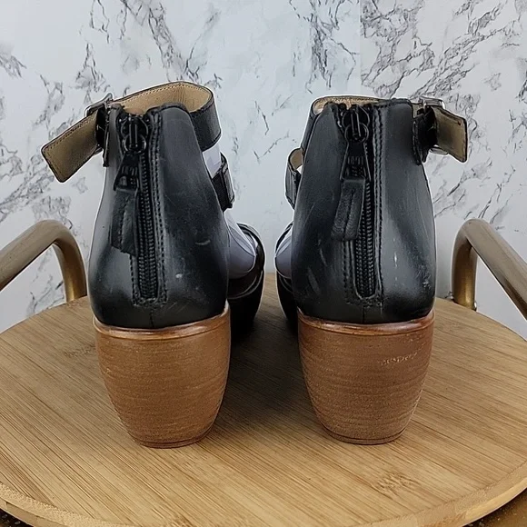 Miz Mooz Womens "Spicy" Leather Cut-Out Strappy Wedge Sandal Black Sz 42/10.5-11 - Picture 8 of 12